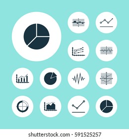 Set Of Graphs, Diagrams And Statistics Icons. Premium Quality Symbol Collection. Icons Can Be Used For Web, App And UI Design.
