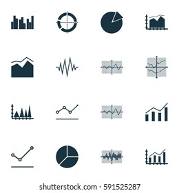 Set Of Graphs, Diagrams And Statistics Icons. Premium Quality Symbol Collection. Icons Can Be Used For Web, App And UI Design.