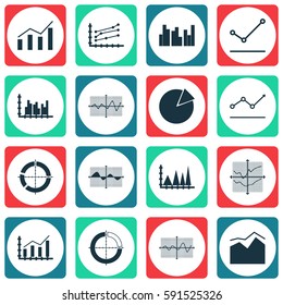 Set Of Graphs, Diagrams And Statistics Icons. Premium Quality Symbol Collection. Icons Can Be Used For Web, App And UI Design.