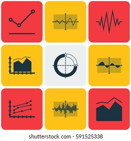 Set Of Graphs, Diagrams And Statistics Icons. Premium Quality Symbol Collection. Icons Can Be Used For Web, App And UI Design.