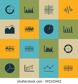 Set Of Graphs, Diagrams And Statistics Icons. Premium Quality Symbol Collection. Icons Can Be Used For Web, App And UI Design.