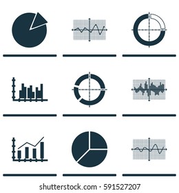 Set Of Graphs, Diagrams And Statistics Icons. Premium Quality Symbol Collection. Icons Can Be Used For Web, App And UI Design.