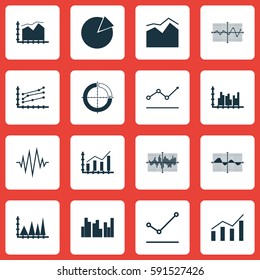 Set Of Graphs, Diagrams And Statistics Icons. Premium Quality Symbol Collection. Icons Can Be Used For Web, App And UI Design.