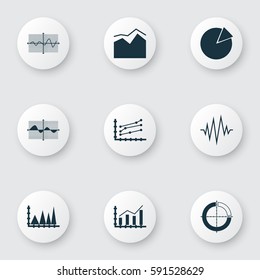 Set Of Graphs, Diagrams And Statistics Icons. Premium Quality Symbol Collection. Icons Can Be Used For Web, App And UI Design.