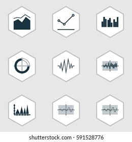 Set Of Graphs, Diagrams And Statistics Icons. Premium Quality Symbol Collection. Icons Can Be Used For Web, App And UI Design.