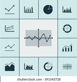 Set Of Graphs, Diagrams And Statistics Icons. Premium Quality Symbol Collection. Icons Can Be Used For Web, App And UI Design.