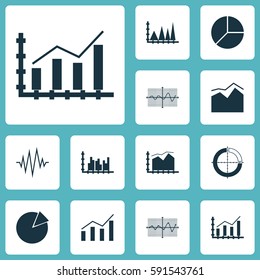 Set Of Graphs, Diagrams And Statistics Icons. Premium Quality Symbol Collection. Icons Can Be Used For Web, App And UI Design.