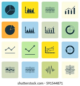 Set Of Graphs, Diagrams And Statistics Icons. Premium Quality Symbol Collection. Icons Can Be Used For Web, App And UI Design.
