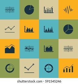 Set Of Graphs, Diagrams And Statistics Icons. Premium Quality Symbol Collection. Icons Can Be Used For Web, App And UI Design.