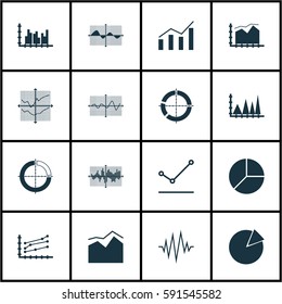 Set Of Graphs, Diagrams And Statistics Icons. Premium Quality Symbol Collection. Icons Can Be Used For Web, App And UI Design.
