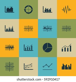 Set Of Graphs, Diagrams And Statistics Icons. Premium Quality Symbol Collection. Icons Can Be Used For Web, App And UI Design.