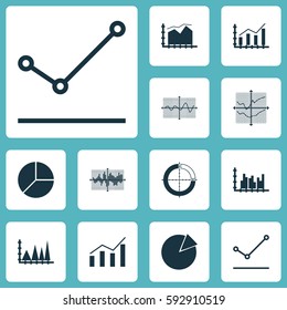 Set Of Graphs, Diagrams And Statistics Icons. Premium Quality Symbol Collection. Icons Can Be Used For Web, App And UI Design.