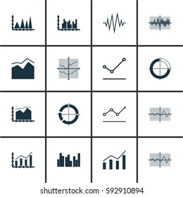 Set Of Graphs, Diagrams And Statistics Icons. Premium Quality Symbol Collection. Icons Can Be Used For Web, App And UI Design.