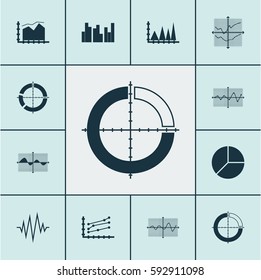 Set Of Graphs, Diagrams And Statistics Icons. Premium Quality Symbol Collection. Icons Can Be Used For Web, App And UI Design.