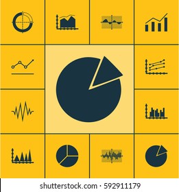 Set Of Graphs, Diagrams And Statistics Icons. Premium Quality Symbol Collection. Icons Can Be Used For Web, App And UI Design.