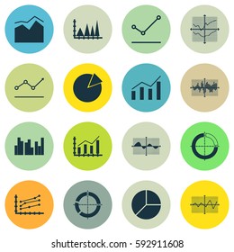 Set Of Graphs, Diagrams And Statistics Icons. Premium Quality Symbol Collection. Icons Can Be Used For Web, App And UI Design.