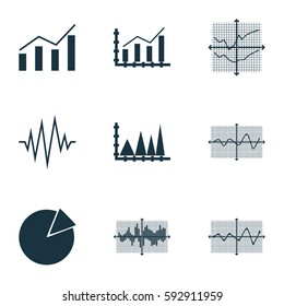 Set Of Graphs, Diagrams And Statistics Icons. Premium Quality Symbol Collection. Icons Can Be Used For Web, App And UI Design.