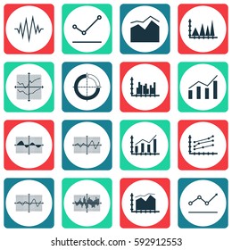 Set Of Graphs, Diagrams And Statistics Icons. Premium Quality Symbol Collection. Icons Can Be Used For Web, App And UI Design.