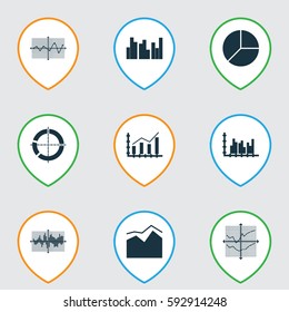 Set Of Graphs, Diagrams And Statistics Icons. Premium Quality Symbol Collection. Icons Can Be Used For Web, App And UI Design.