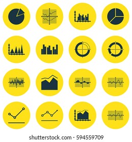 Set Of Graphs, Diagrams And Statistics Icons. Premium Quality Symbol Collection. Icons Can Be Used For Web, App And UI Design.