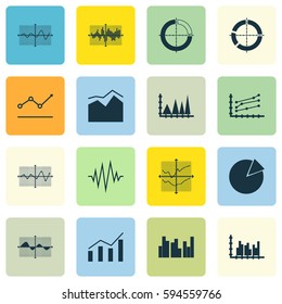 Set Of Graphs, Diagrams And Statistics Icons. Premium Quality Symbol Collection. Icons Can Be Used For Web, App And UI Design.
