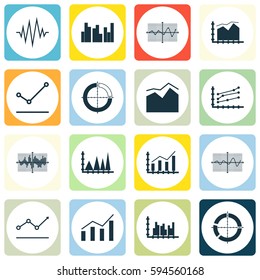 Set Of Graphs, Diagrams And Statistics Icons. Premium Quality Symbol Collection. Icons Can Be Used For Web, App And UI Design.