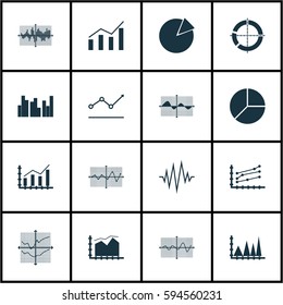 Set Of Graphs, Diagrams And Statistics Icons. Premium Quality Symbol Collection. Icons Can Be Used For Web, App And UI Design.