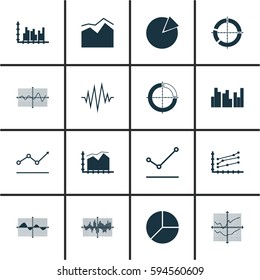 Set Of Graphs, Diagrams And Statistics Icons. Premium Quality Symbol Collection. Icons Can Be Used For Web, App And UI Design.