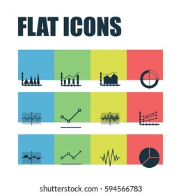 Set Of Graphs, Diagrams And Statistics Icons. Premium Quality Symbol Collection. Icons Can Be Used For Web, App And UI Design.