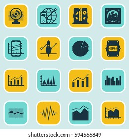 Set Of Graphs, Diagrams And Statistics Icons. Premium Quality Symbol Collection. Icons Can Be Used For Web, App And UI Design.