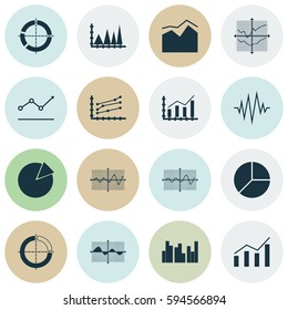 Set Of Graphs, Diagrams And Statistics Icons. Premium Quality Symbol Collection. Icons Can Be Used For Web, App And UI Design.