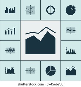 Set Of Graphs, Diagrams And Statistics Icons. Premium Quality Symbol Collection. Icons Can Be Used For Web, App And UI Design.