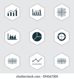 Set Of Graphs, Diagrams And Statistics Icons. Premium Quality Symbol Collection. Icons Can Be Used For Web, App And UI Design.