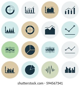 Set Of Graphs, Diagrams And Statistics Icons. Premium Quality Symbol Collection. Icons Can Be Used For Web, App And UI Design.