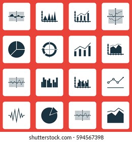 Set Of Graphs, Diagrams And Statistics Icons. Premium Quality Symbol Collection. Icons Can Be Used For Web, App And UI Design.