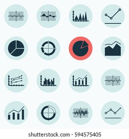 Set Of Graphs, Diagrams And Statistics Icons. Premium Quality Symbol Collection. Icons Can Be Used For Web, App And UI Design.