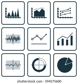 Set Of Graphs, Diagrams And Statistics Icons. Premium Quality Symbol Collection. Icons Can Be Used For Web, App And UI Design.