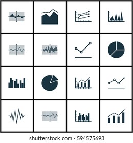 Set Of Graphs, Diagrams And Statistics Icons. Premium Quality Symbol Collection. Icons Can Be Used For Web, App And UI Design.
