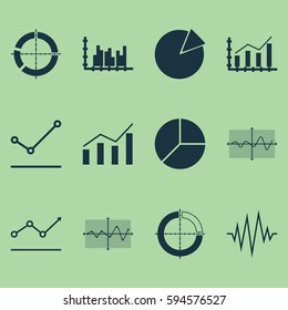 Set Of Graphs, Diagrams And Statistics Icons. Premium Quality Symbol Collection. Icons Can Be Used For Web, App And UI Design.