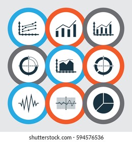 Set Of Graphs, Diagrams And Statistics Icons. Premium Quality Symbol Collection. Icons Can Be Used For Web, App And UI Design.