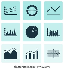Set Of Graphs, Diagrams And Statistics Icons. Premium Quality Symbol Collection. Icons Can Be Used For Web, App And UI Design.