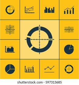 Set Of Graphs, Diagrams And Statistics Icons. Premium Quality Symbol Collection. Icons Can Be Used For Web, App And UI Design.