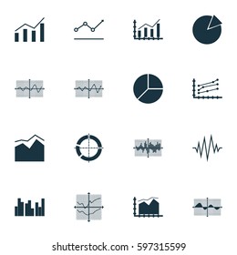 Set Of Graphs, Diagrams And Statistics Icons. Premium Quality Symbol Collection. Icons Can Be Used For Web, App And UI Design.
