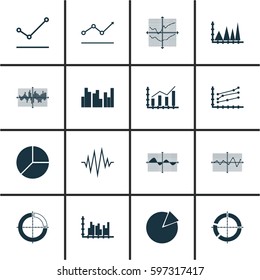 Set Of Graphs, Diagrams And Statistics Icons. Premium Quality Symbol Collection. Icons Can Be Used For Web, App And UI Design.