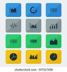 Set Of Graphs, Diagrams And Statistics Icons. Premium Quality Symbol Collection. Icons Can Be Used For Web, App And UI Design.