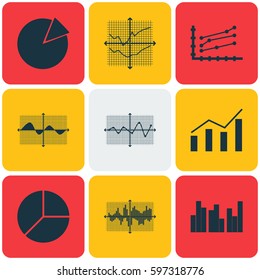 Set Of Graphs, Diagrams And Statistics Icons. Premium Quality Symbol Collection. Icons Can Be Used For Web, App And UI Design.