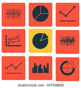 Set Of Graphs, Diagrams And Statistics Icons. Premium Quality Symbol Collection. Icons Can Be Used For Web, App And UI Design.