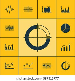 Set Of Graphs, Diagrams And Statistics Icons. Premium Quality Symbol Collection. Icons Can Be Used For Web, App And UI Design.