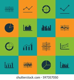 Set Of Graphs, Diagrams And Statistics Icons. Premium Quality Symbol Collection. Icons Can Be Used For Web, App And UI Design.