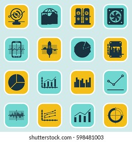 Set Of Graphs, Diagrams And Statistics Icons. Premium Quality Symbol Collection. Icons Can Be Used For Web, App And UI Design.